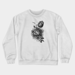 Black Rose Flower Ink Drawing Crewneck Sweatshirt